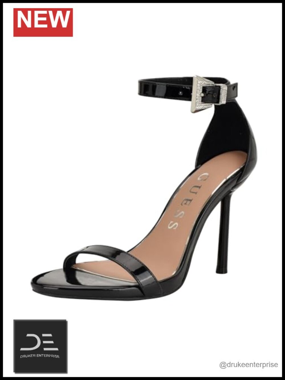 Faux Patent Leather Stiletto Heel Ankle Strap Sandals Women's
